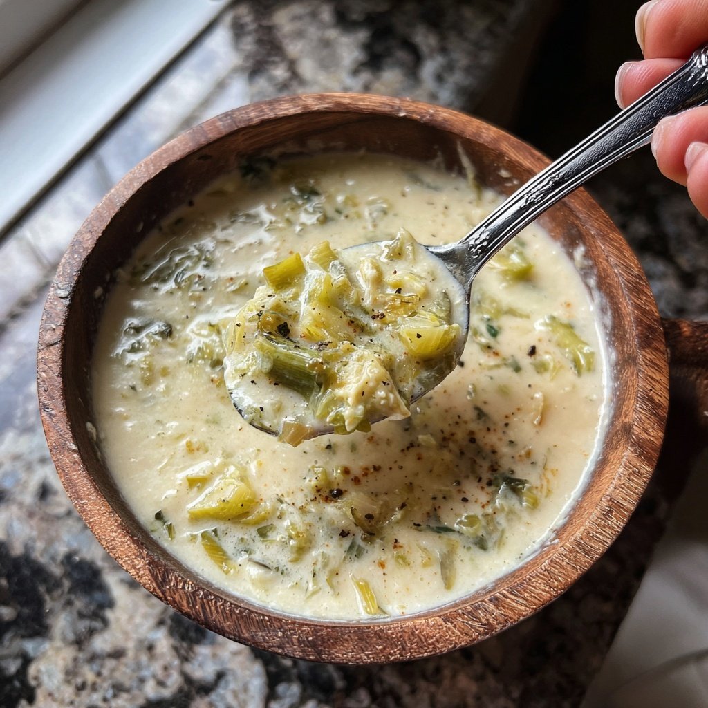 Blumenkohlsuppe mit Lauch und Knoblauch