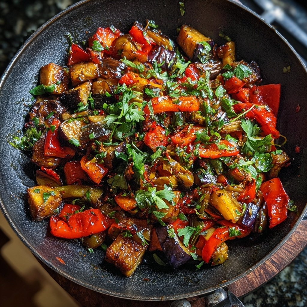 Auberginenpfanne frisch