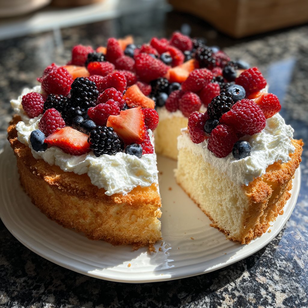 Blechkuchen mit Vanille und Beeren