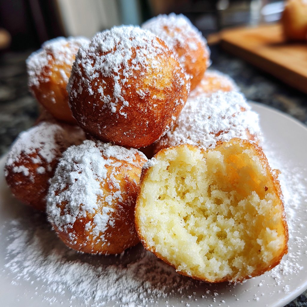 Quarkbällchen mit Puderzucker