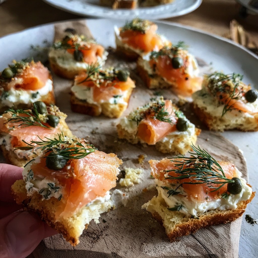 Canapés mit Frischkäse und Lachs