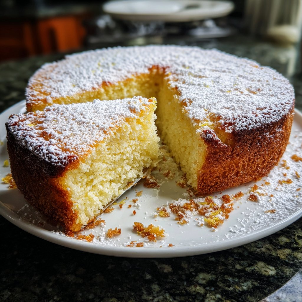 Zitronenkuchen mit Puderzucker